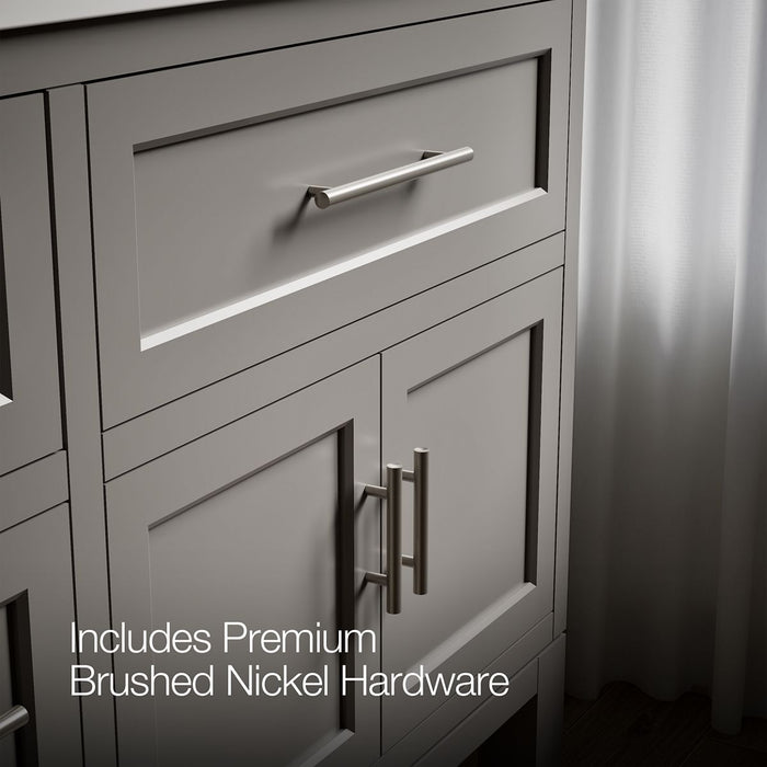 KOHLER K-31247-ASB Quo 72" Bathroom Vanity Cabinet with Sinks and Quartz Top, Mohair Grey - Detail image of a product feature