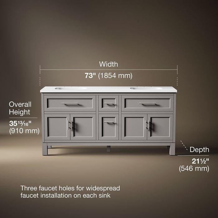 3/4 view of product with dimensions