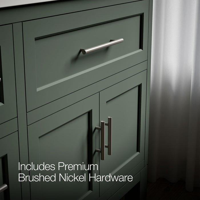 KOHLER K-31247-ASB Quo 72" Bathroom Vanity Cabinet with Sinks and Quartz Top, Umbral Green - Detail image of a product featur