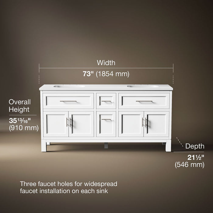 3/4 view of product with dimensions
