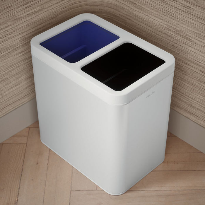 KOHLER K-31315 5-3/4-gallon dual-compartment open-top trash can