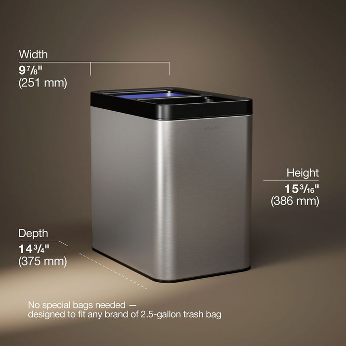 KOHLER K-31315 5-3/4-gallon dual-compartment open-top trash can
