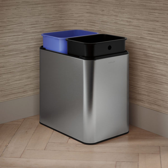 KOHLER K-31315 5-3/4-gallon dual-compartment open-top trash can