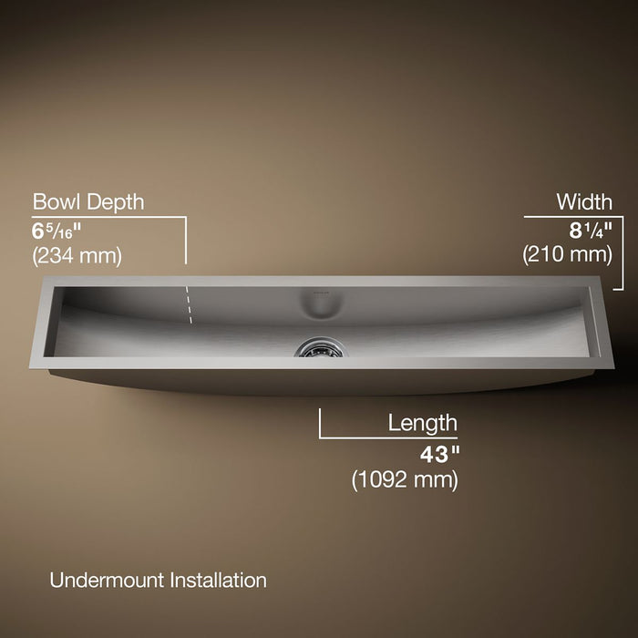 KOHLER K-3156 Undertone Trough 43" undermount single-bowl kitchen sink