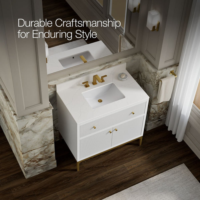 KOHLER K-32760 Calpa 36" bathroom vanity cabinet with sink and quartz top