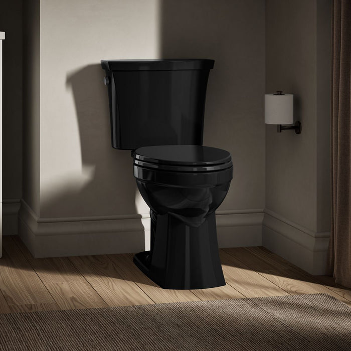 KOHLER K-32810 Kelston Two-piece elongated toilet, 1.28 gpf - Black Black