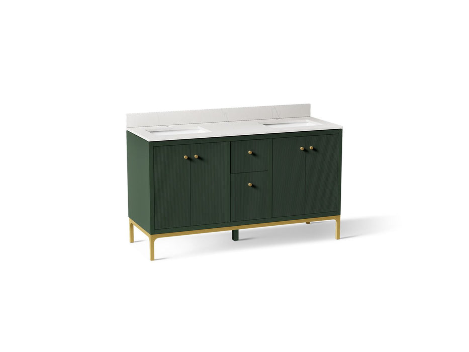 KOHLER K-32835 Calpa 60" bathroom vanity cabinet with sinks and quartz top