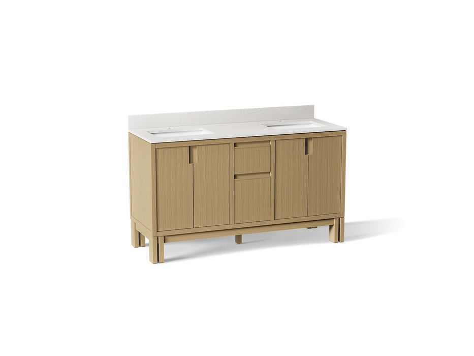 KOHLER K-32840 Solive 60" bathroom vanity cabinet with sinks and quartz top