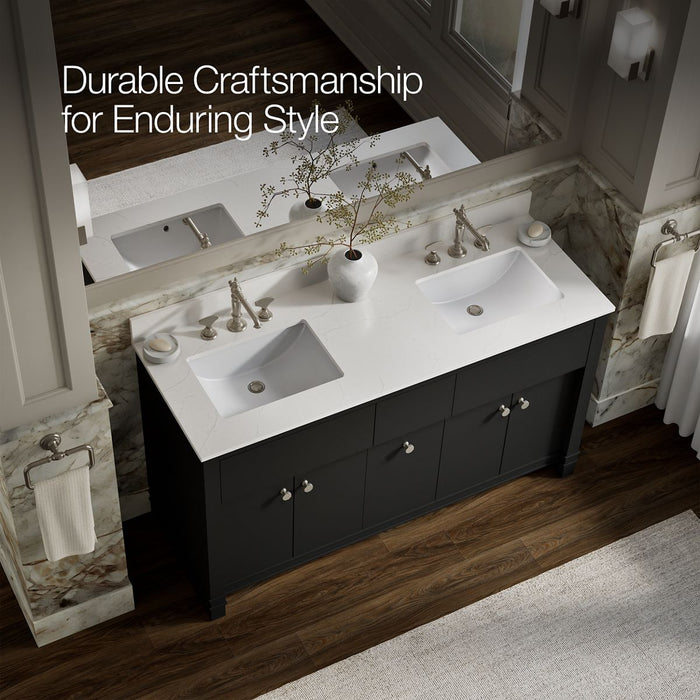KOHLER K-33293 Alouette 60" bathroom vanity cabinet with sinks and quartz top