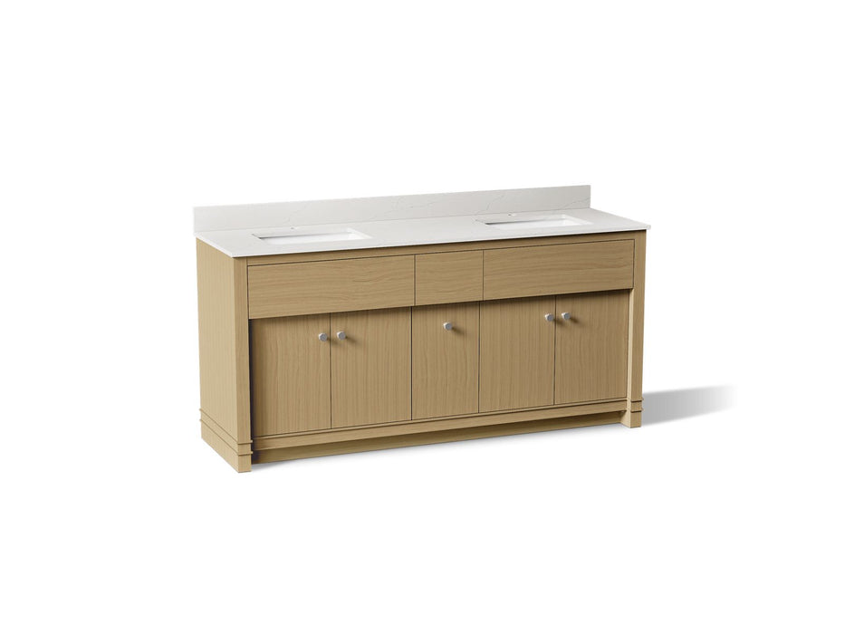 KOHLER K-33294 Alouette 72" bathroom vanity cabinet with sinks and quartz top