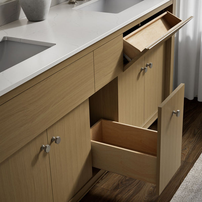 KOHLER K-33294 Alouette 72" bathroom vanity cabinet with sinks and quartz top