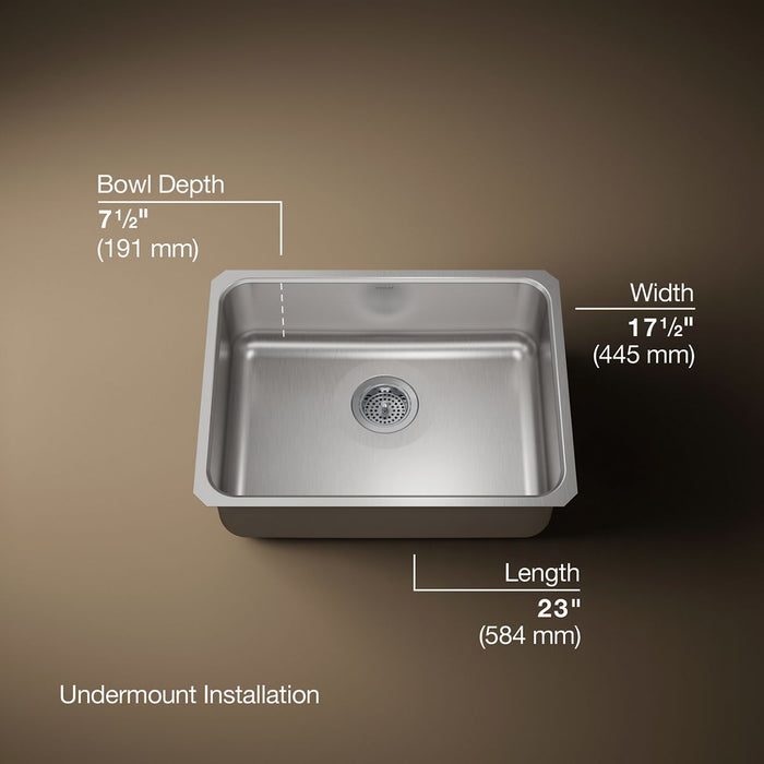 KOHLER K-3332 Undertone 23" undermount single-bowl kitchen sink