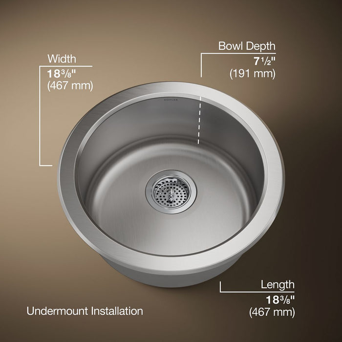 KOHLER K-3341 Lyric|Undertone 18-1/2" top-/undermount single-bowl bar sink