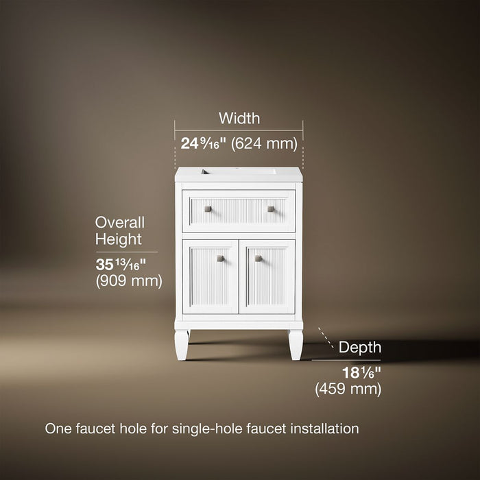 KOHLER K-33535-ASB Hearthaven 24" bathroom vanity cabinet with sink and quartz top