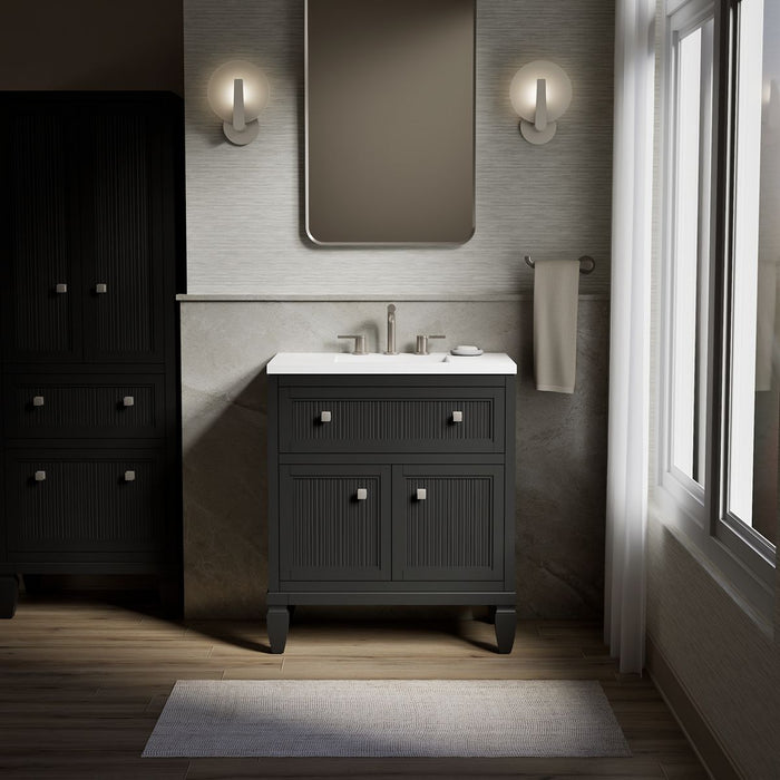 KOHLER K-33536-ASB Hearthaven 30" bathroom vanity cabinet with sink and quartz top