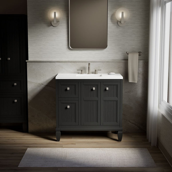 KOHLER K-33537-ASB Hearthaven 36" bathroom vanity cabinet with sink and quartz top