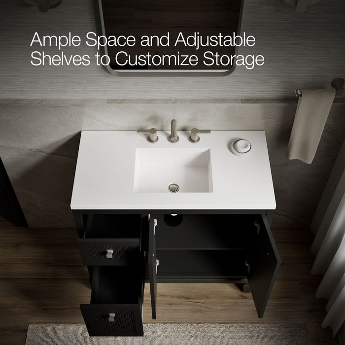 KOHLER K-33537-ASB Hearthaven 36" bathroom vanity cabinet with sink and quartz top