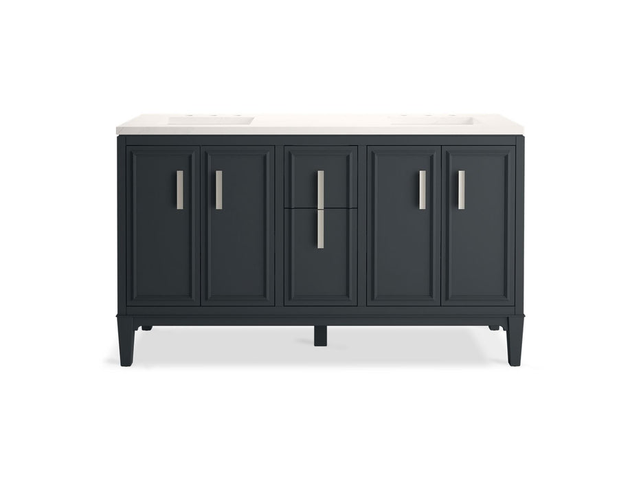 KOHLER K-33547-ASB Southerk 60" bathroom vanity cabinet with sinks and quartz top
