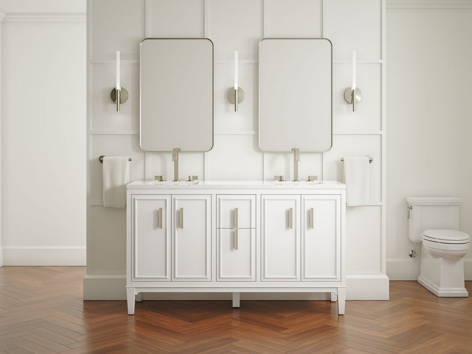 KOHLER K-33547-ASB Southerk 60" bathroom vanity cabinet with sinks and quartz top