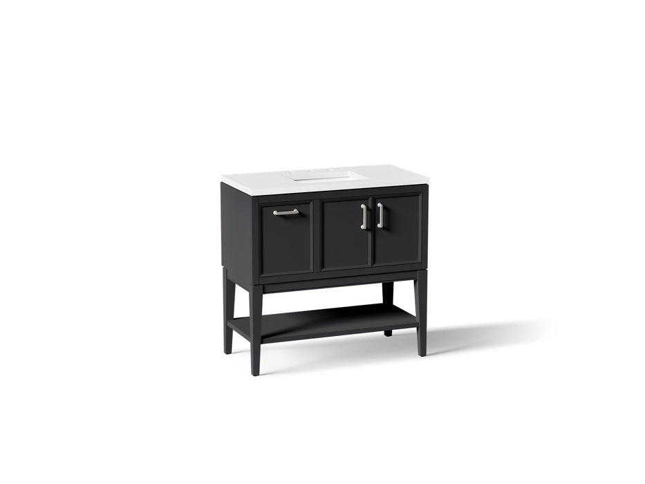 KOHLER K-33579-ASB Winnow 36" bathroom vanity cabinet with sink and quartz top