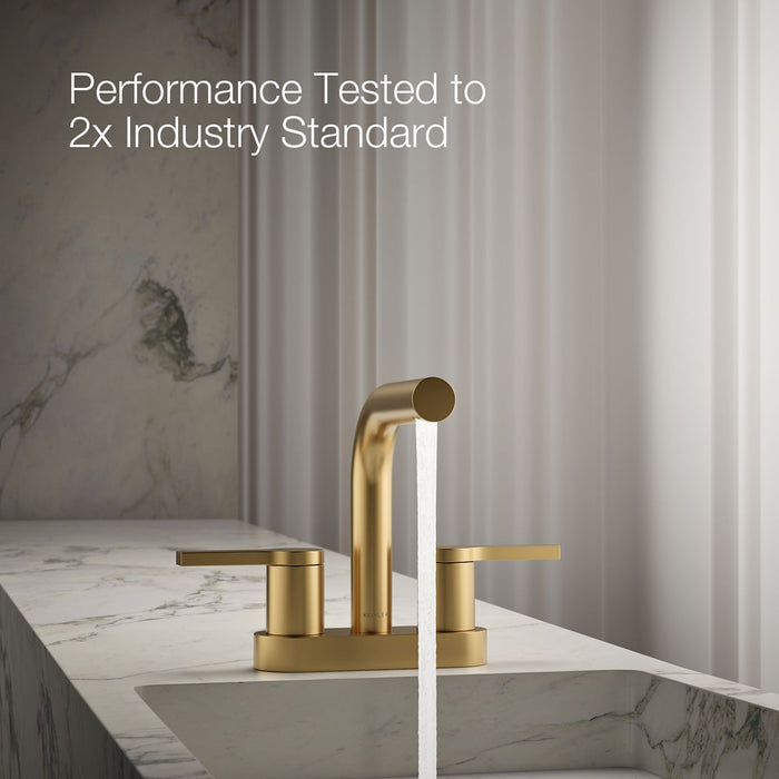 KOHLER K-33591-4 Elate Centerset bathroom sink faucet, 1.2 gpm, vibrant brushed moderne brass - view 2