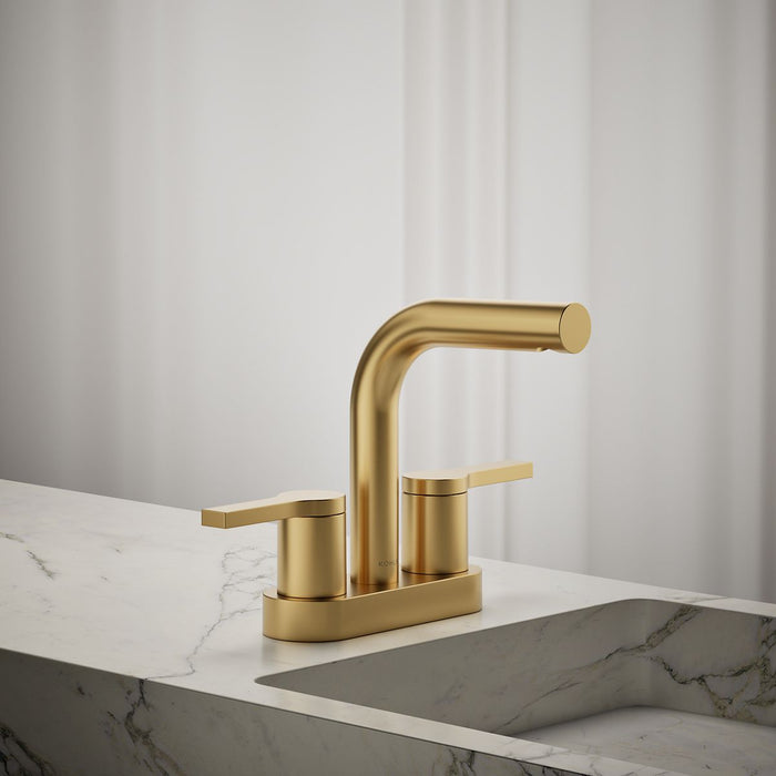 KOHLER K-33591-4 Elate Centerset bathroom sink faucet, 1.2 gpm, vibrant brushed moderne brass - view 3