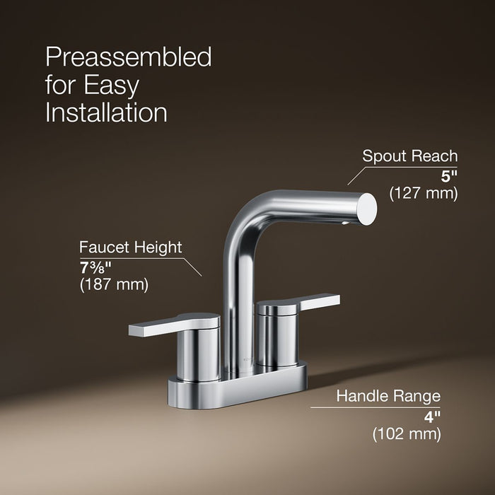 KOHLER K-33591-4K Elate Centerset bathroom sink faucet, 1.0 gpm, polished chrome - view 4
