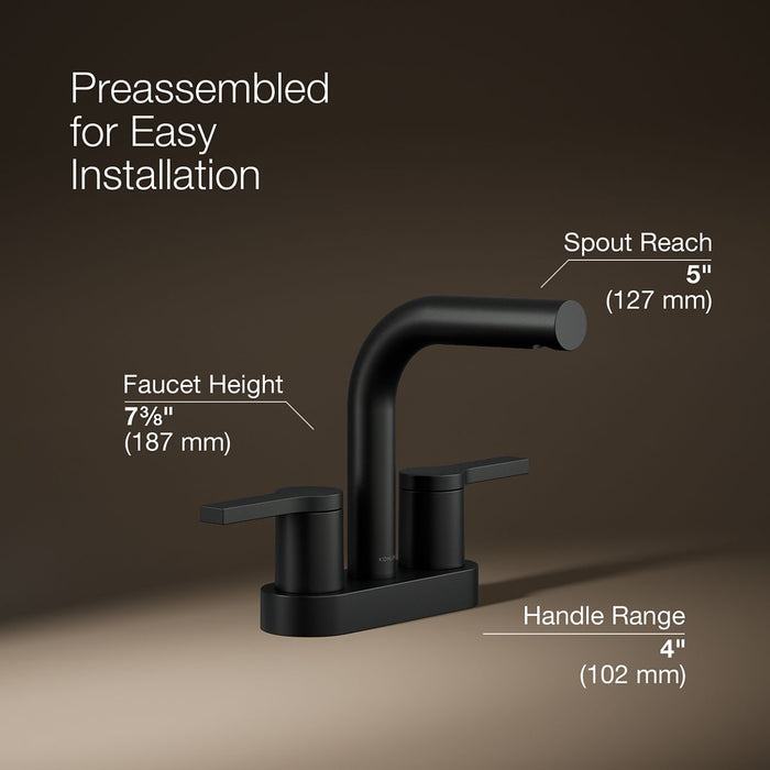 KOHLER K-33591-4N Elate Centerset bathroom sink faucet, 0.5 gpm, matte black - view 4