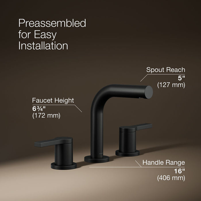 KOHLER K-33592-4 Elate Widespread bathroom sink faucet, 1.2 gpm, matte black - view 4