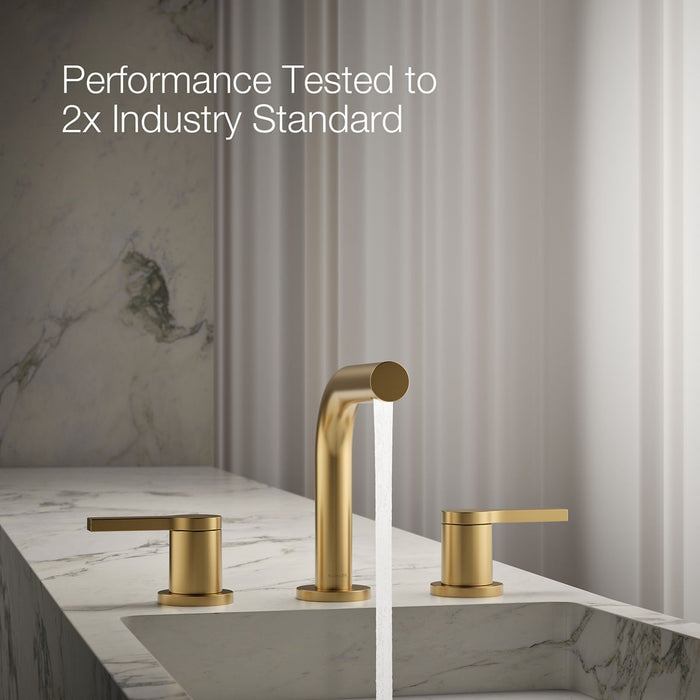 KOHLER K-33592-4 Elate Widespread bathroom sink faucet, 1.2 gpm, vibrant brushed moderne brass - view 2
