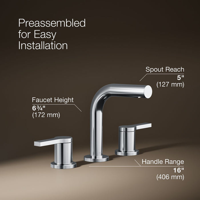 KOHLER K-33592-4K Elate Widespread bathroom sink faucet, 1.0 gpm, polished chrome - view 4