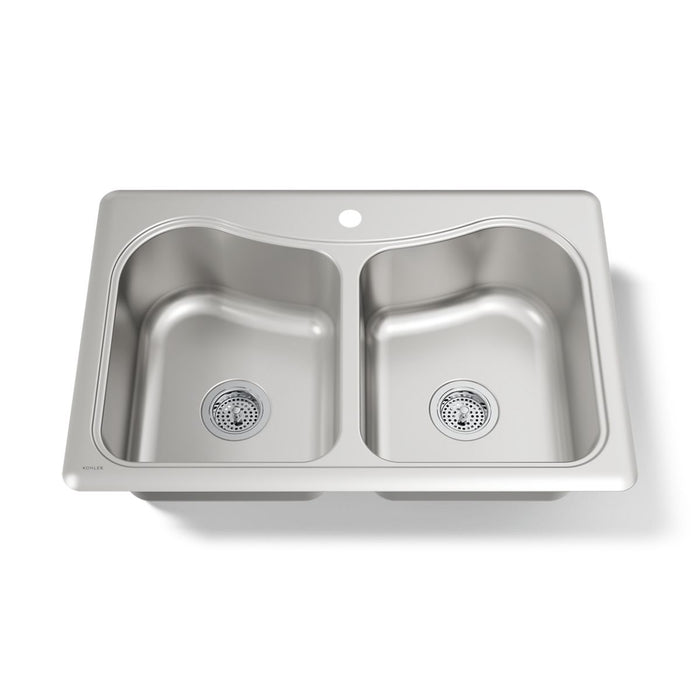 KOHLER K-3369-1 Staccato 33" top-mount double-bowl kitchen sink