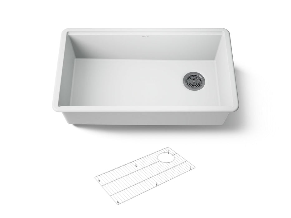 KOHLER K-33710 Billings 32-1/2" undermount single-bowl kitchen sink, matte white