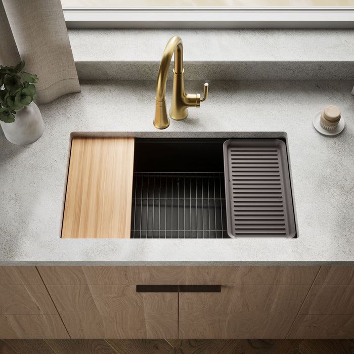KOHLER K-33710-PC Billings 32-1/2" undermount single-bowl workstation kitchen sink