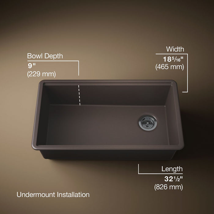 KOHLER K-33710-PC Billings 32-1/2" undermount single-bowl workstation kitchen sink