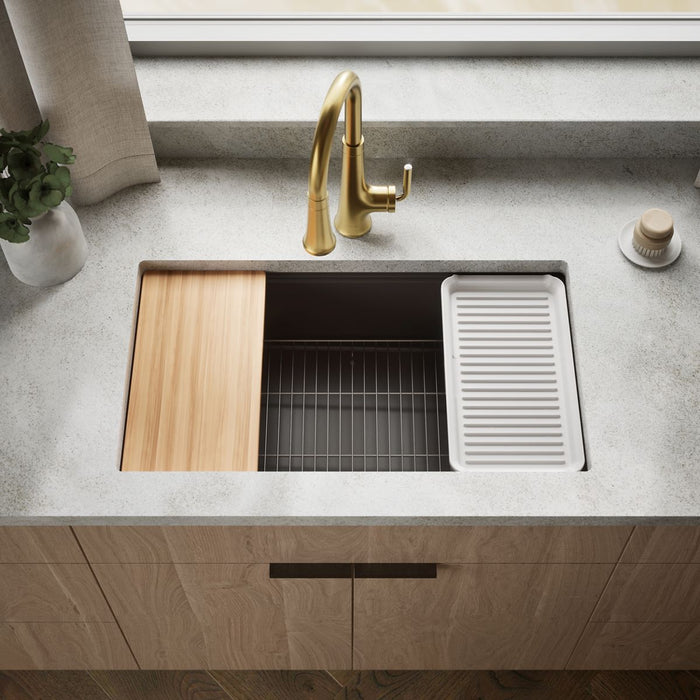 KOHLER K-33710-PC Billings 32-1/2" undermount single-bowl workstation kitchen sink