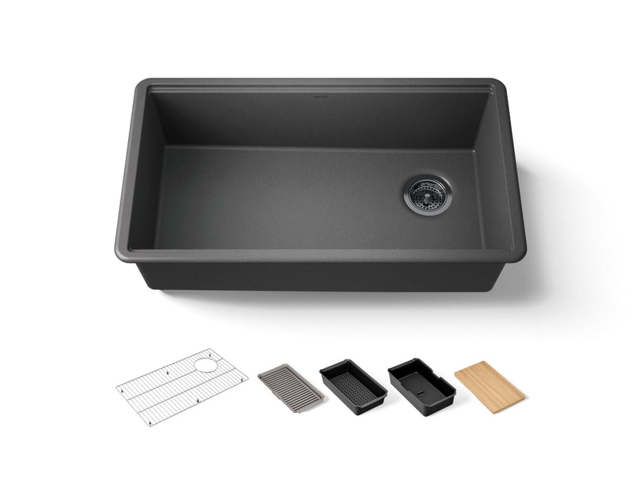 KOHLER K-33710-PC Billings 32-1/2" undermount single-bowl workstation kitchen sink