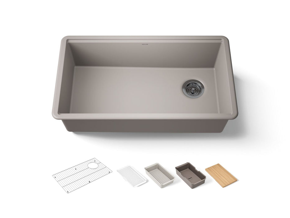 KOHLER K-33710-PC Billings 32-1/2" undermount single-bowl workstation kitchen sink