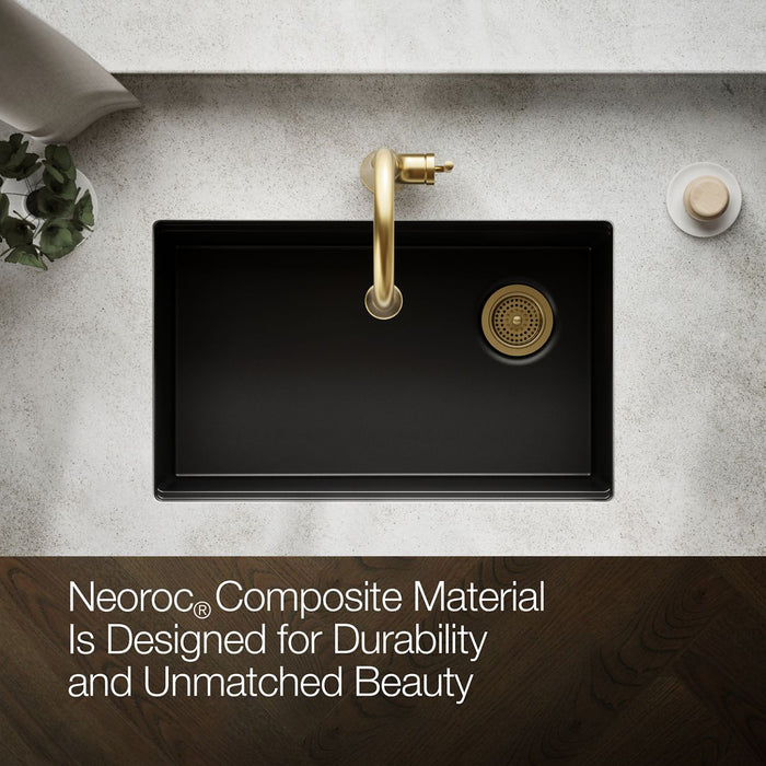 KOHLER K-33712 Billings 29" undermount single-bowl kitchen sink, matte black - view 3
