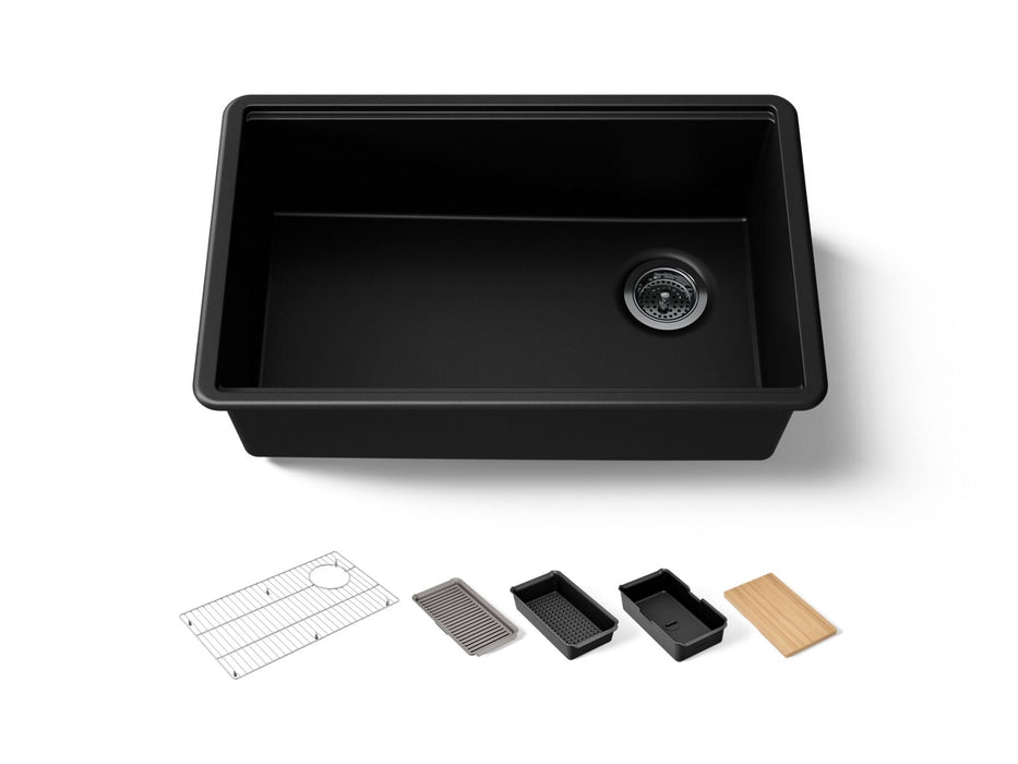 KOHLER K-33712-PC Billings 29" undermount single-bowl workstation kitchen sink
