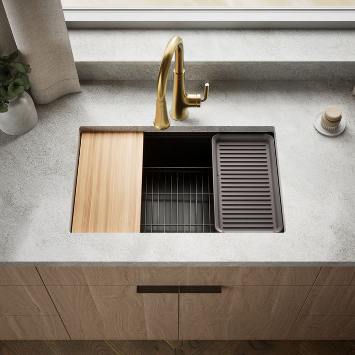 KOHLER K-33712-PC Billings 29" undermount single-bowl workstation kitchen sink