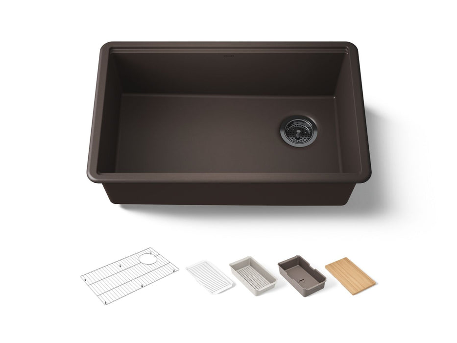 KOHLER K-33712-PC Billings 29" undermount single-bowl workstation kitchen sink