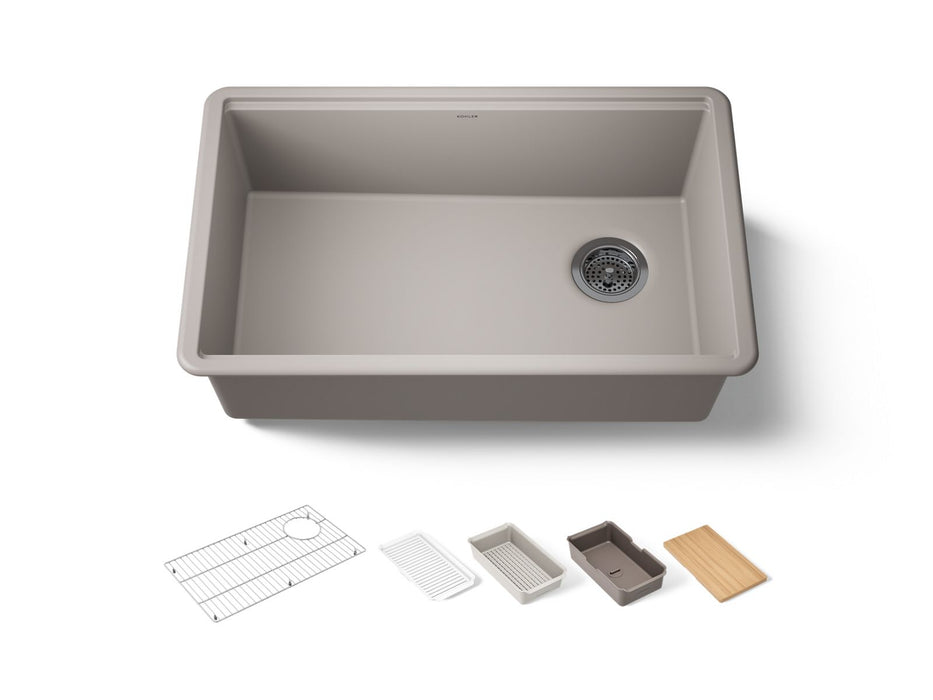 KOHLER K-33712-PC Billings 29" undermount single-bowl workstation kitchen sink