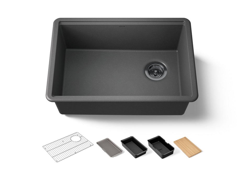 KOHLER K-33713-PC Billings 27" undermount single-bowl workstation kitchen sink