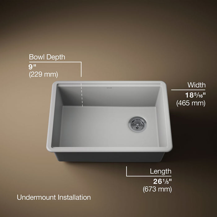 KOHLER K-33713-PC Billings 27" undermount single-bowl workstation kitchen sink