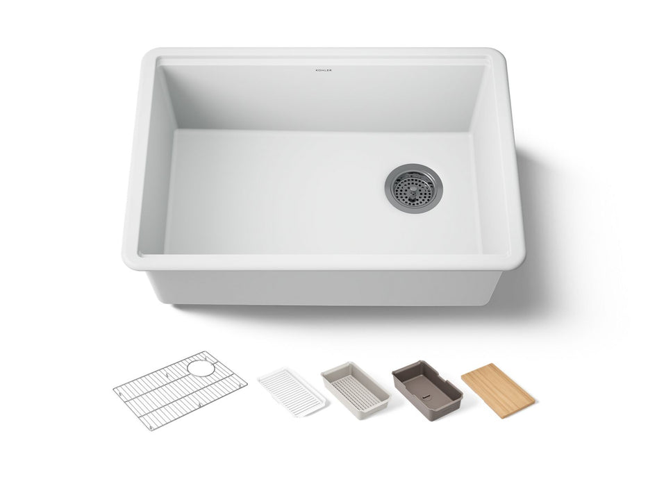 KOHLER K-33713-PC Billings 27" undermount single-bowl workstation kitchen sink