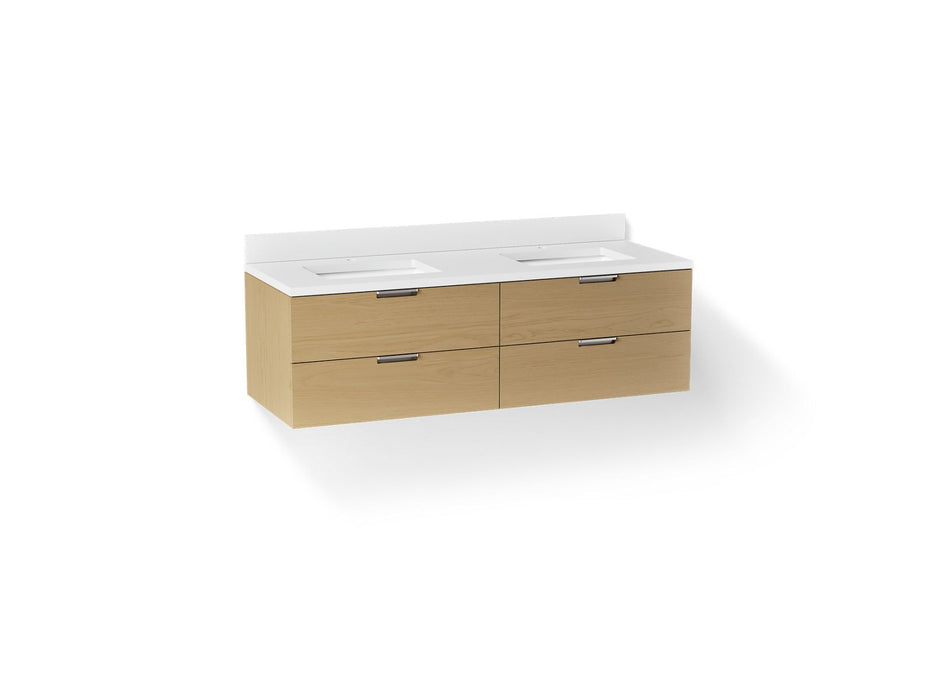 KOHLER K-34657 Maxstow 60" wall-hung bathroom vanity cabinet with sink and quartz top
