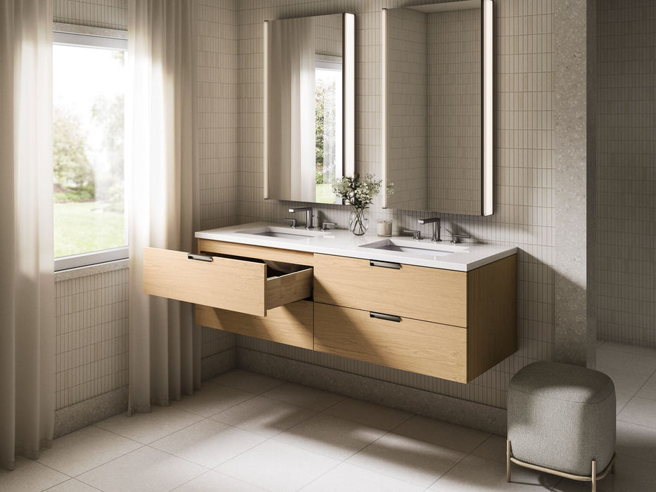 KOHLER K-34657 Maxstow 60" wall-hung bathroom vanity cabinet with sink and quartz top