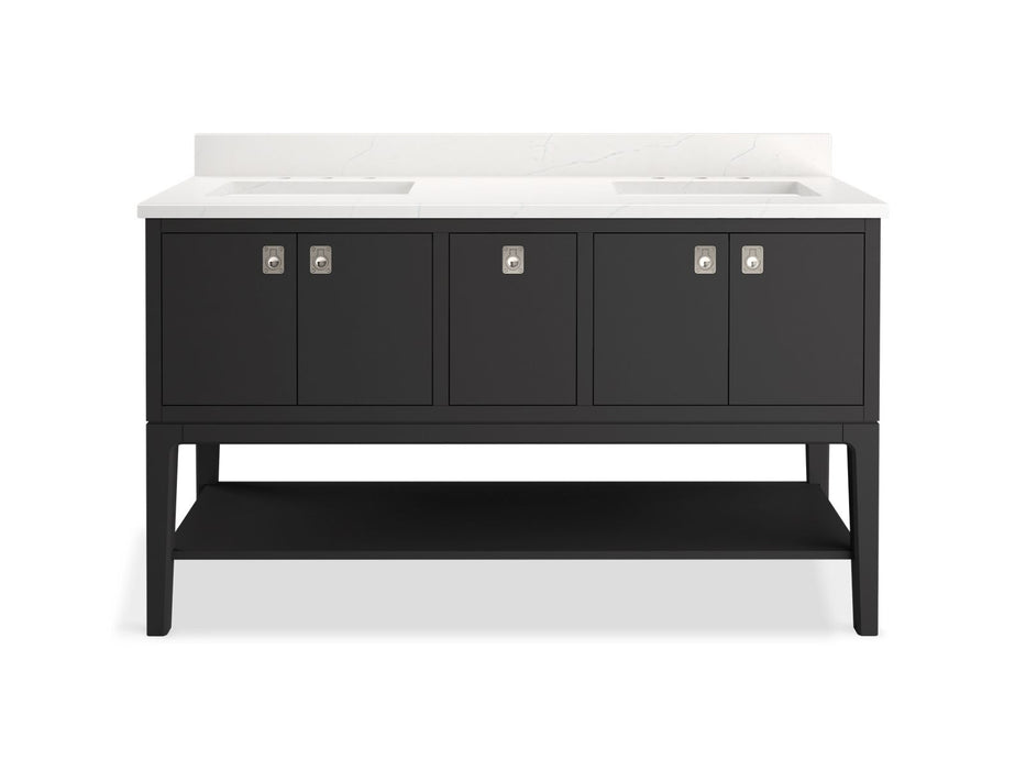 KOHLER K-35028 Seagrove by Studio McGee 60" bathroom vanity cabinet with sinks and quartz top
