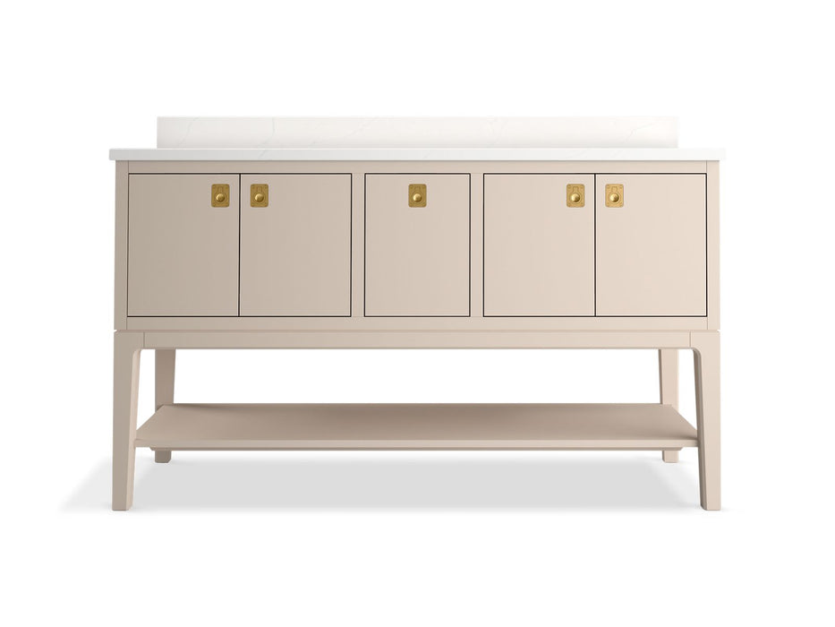 KOHLER K-35028 Seagrove by Studio McGee 60" bathroom vanity cabinet with sinks and quartz top